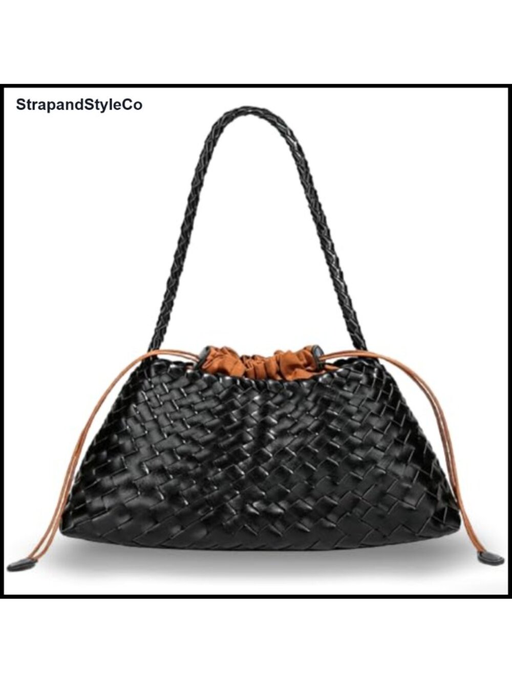 Handwoven PU Leather Hobo Shoulder Bag Woven Tote